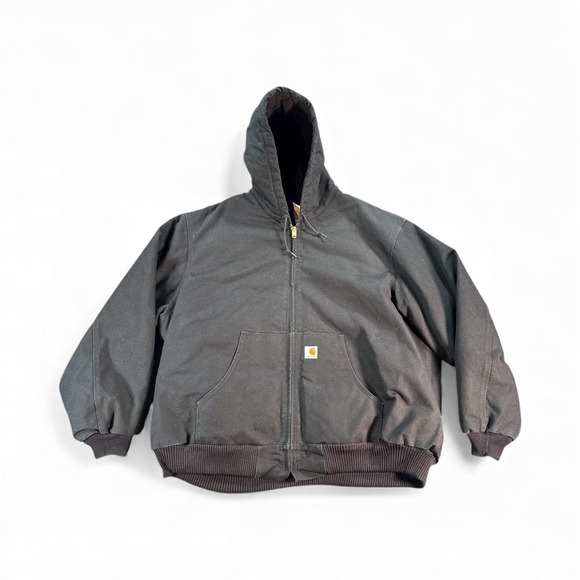 Carhartt Jacket Mens 3XL Black J140 Active Hooded Duck Quilted Lined Made in USA